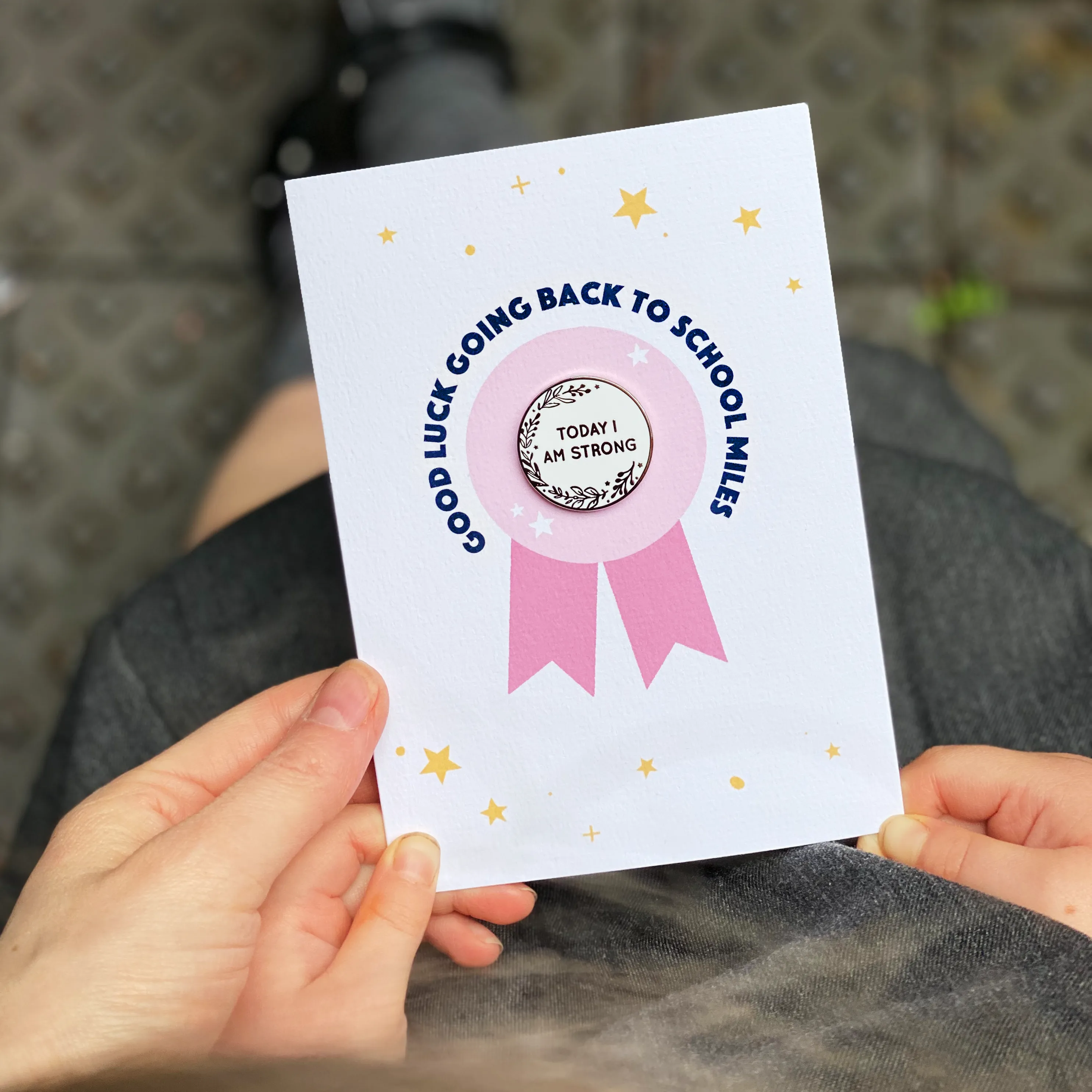 Back To School 'Today I Am' Pin Badge Card