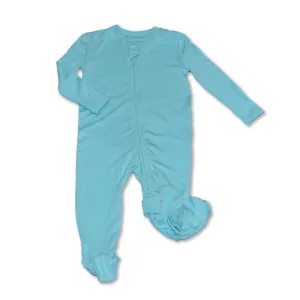 Bamboo Footies with Two Way Zipper (Aqua)