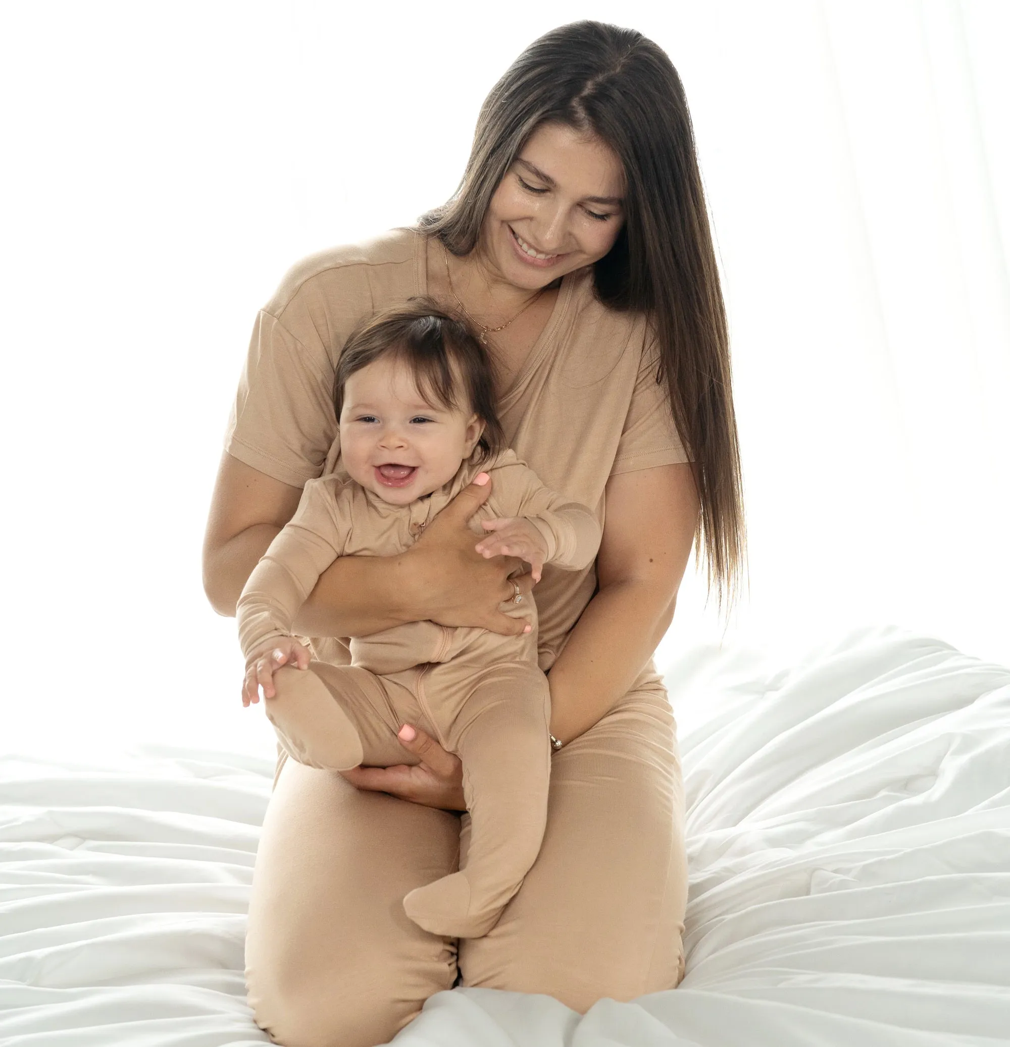 Bamboo Footies with Two Way Zipper (Maple Sugar)