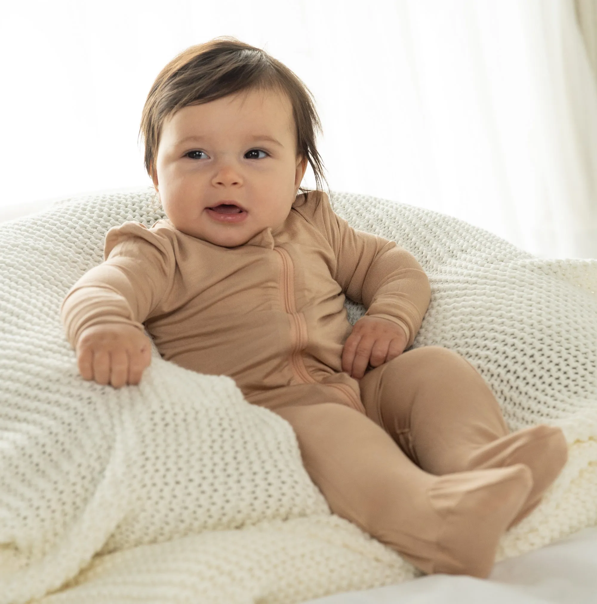 Bamboo Footies with Two Way Zipper (Maple Sugar)