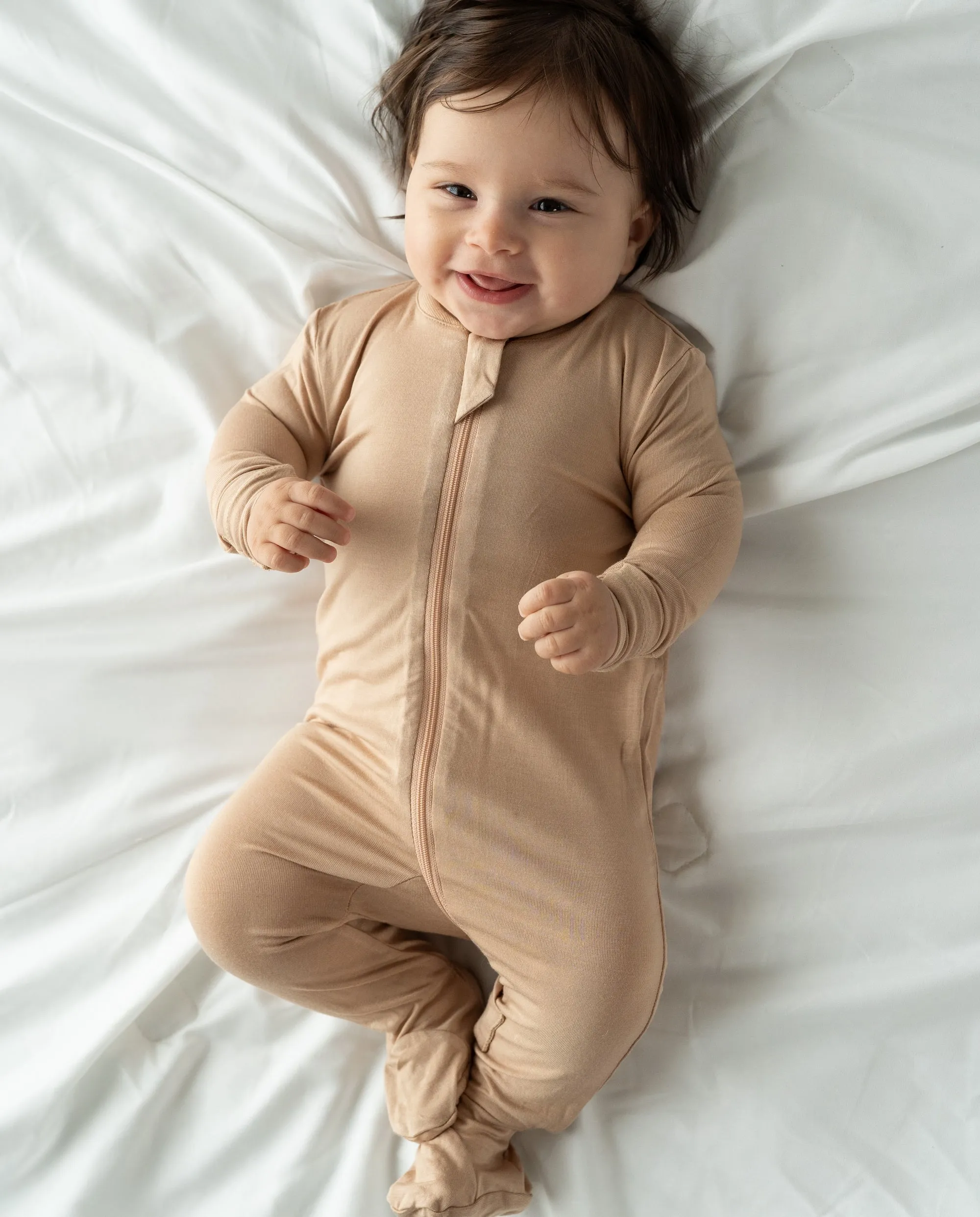 Bamboo Footies with Two Way Zipper (Maple Sugar)