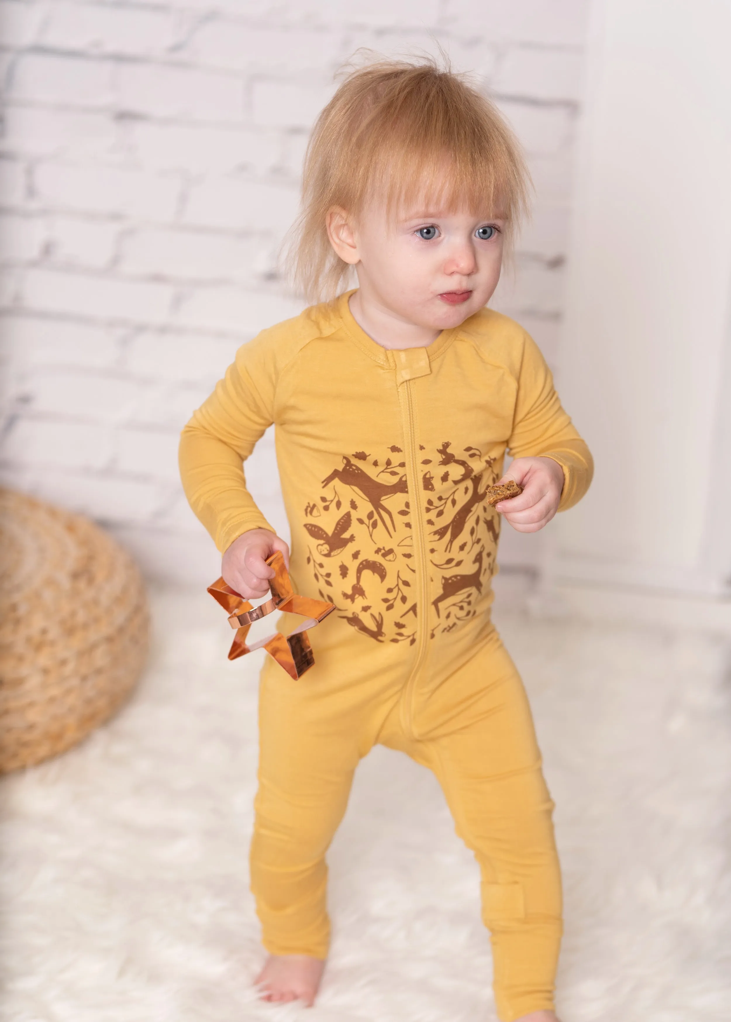 Bamboo Two Way Zipper Romper (Fall Leaf)