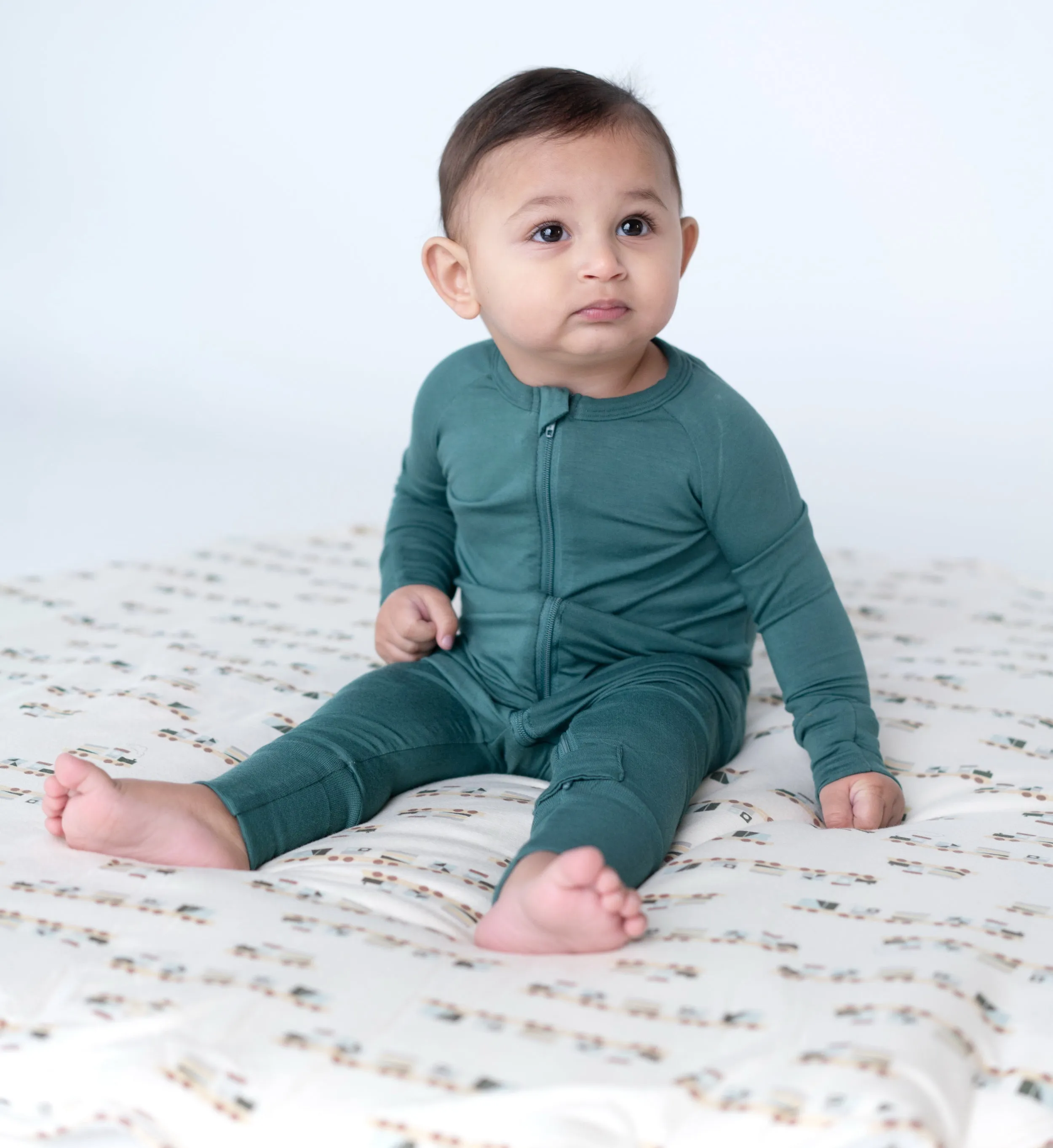 Bamboo Two Way Zipper Romper (Pine)