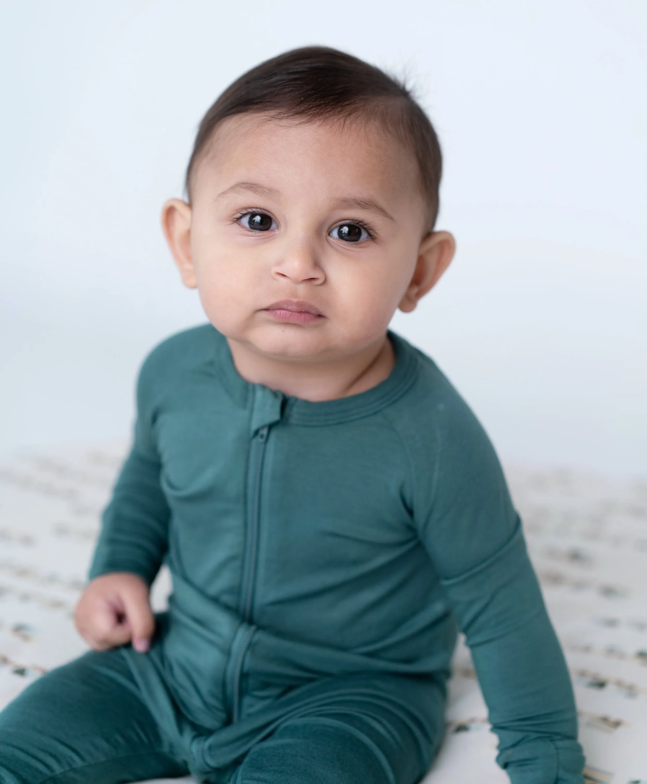 Bamboo Two Way Zipper Romper (Pine)
