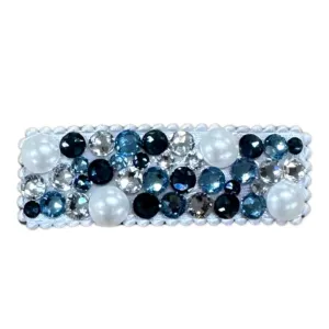 Bari Lynn All Over Swarovski Crystal Snap Clip - Aqua / Navy / Pearl / Clear