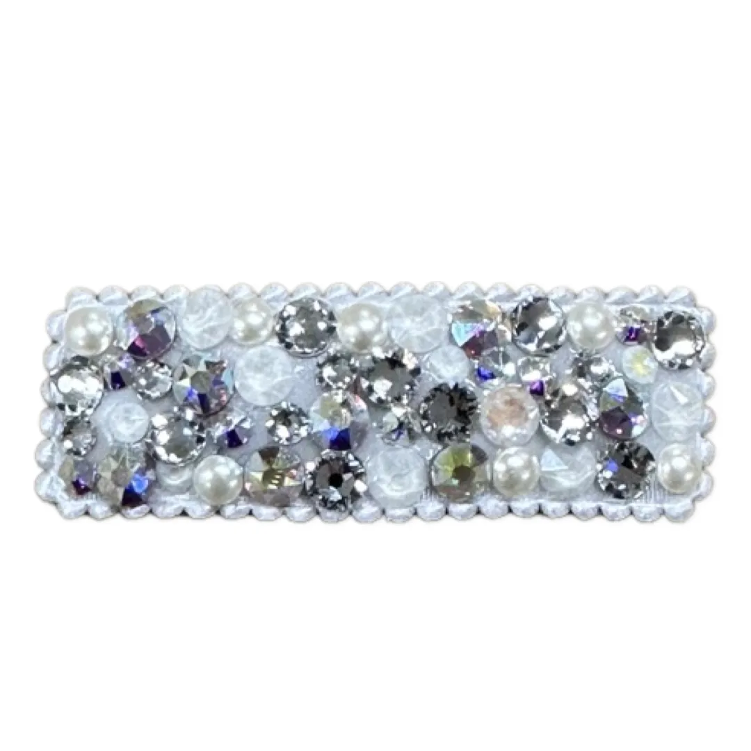 Bari Lynn All Over Swarovski Crystal Snap Clip - White / Pearl / Clear / AB