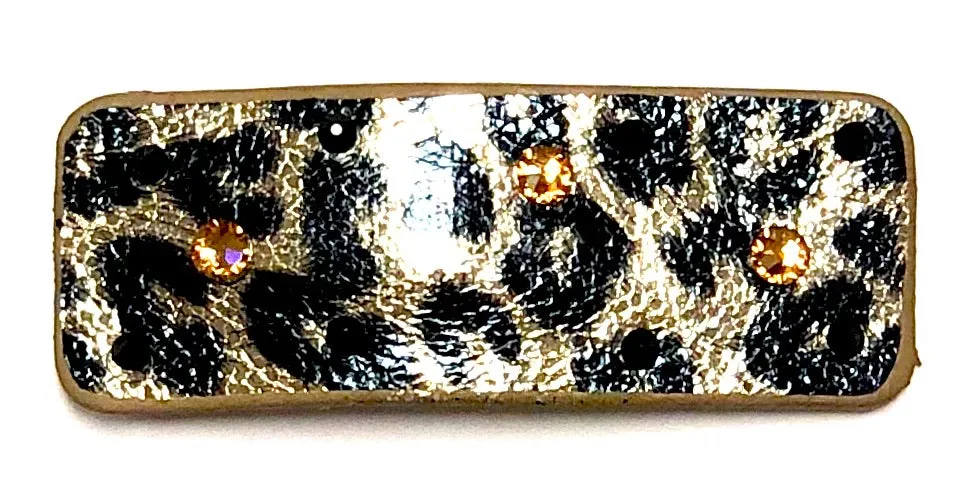 Bari Lynn Animal Print Snap Clip with Crystals