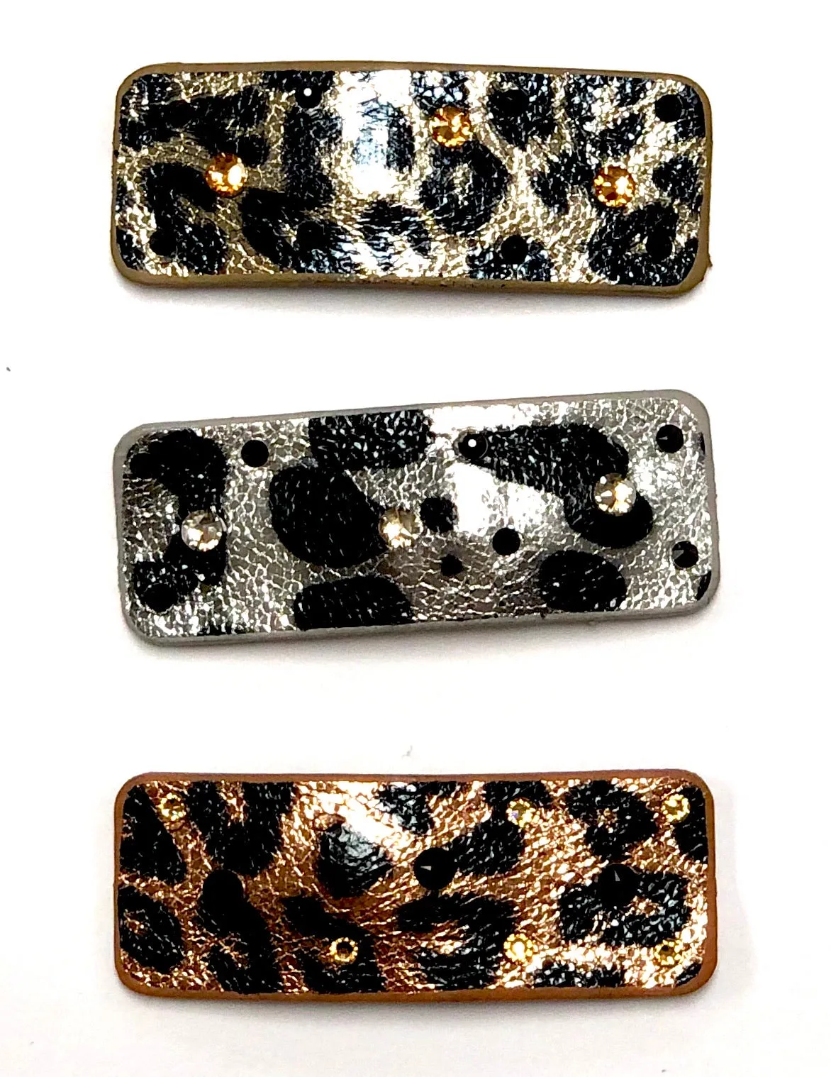 Bari Lynn Animal Print Snap Clip with Crystals