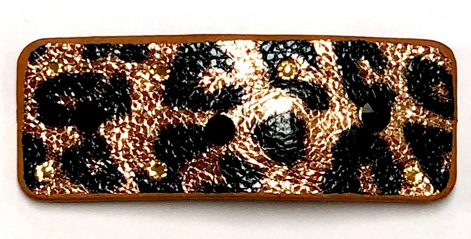 Bari Lynn Animal Print Snap Clip with Crystals