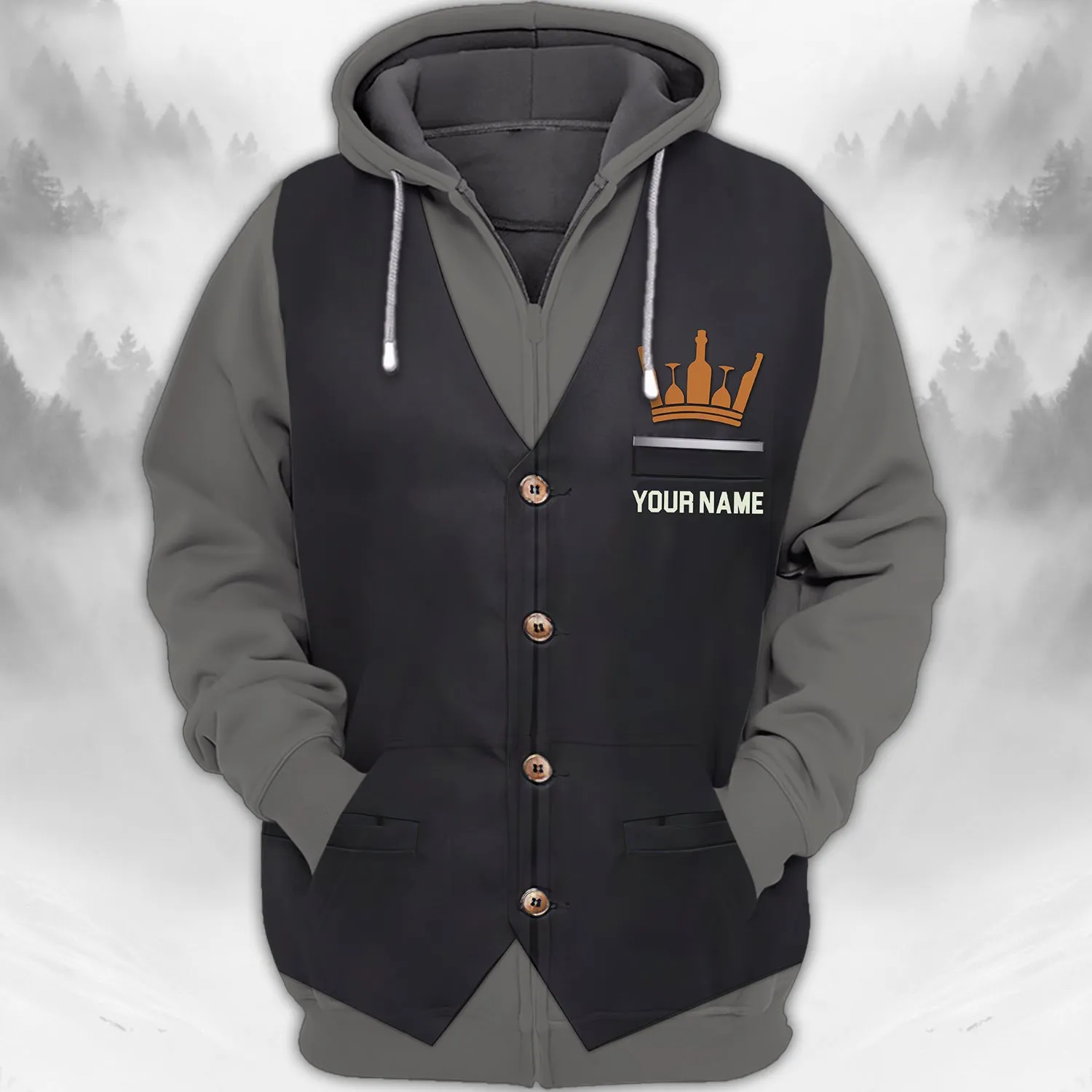 Bartender 2 - Personalized Name 3D Zipper Hoodie - Nt168 - Loop - Ct257