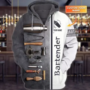 Bartender - Personalized Name 3D Zipper Hoodie - Nt168 - Loop - Ct256