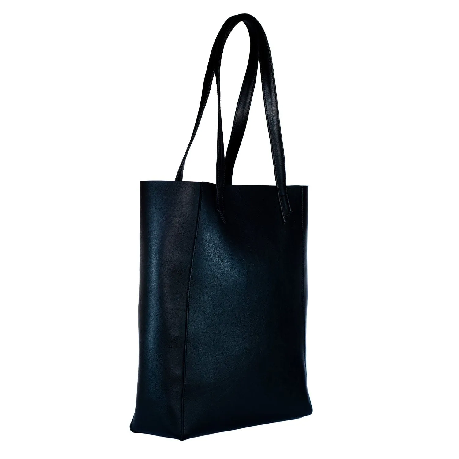Basic Vegan Leather Everyday Tote Bag | Black