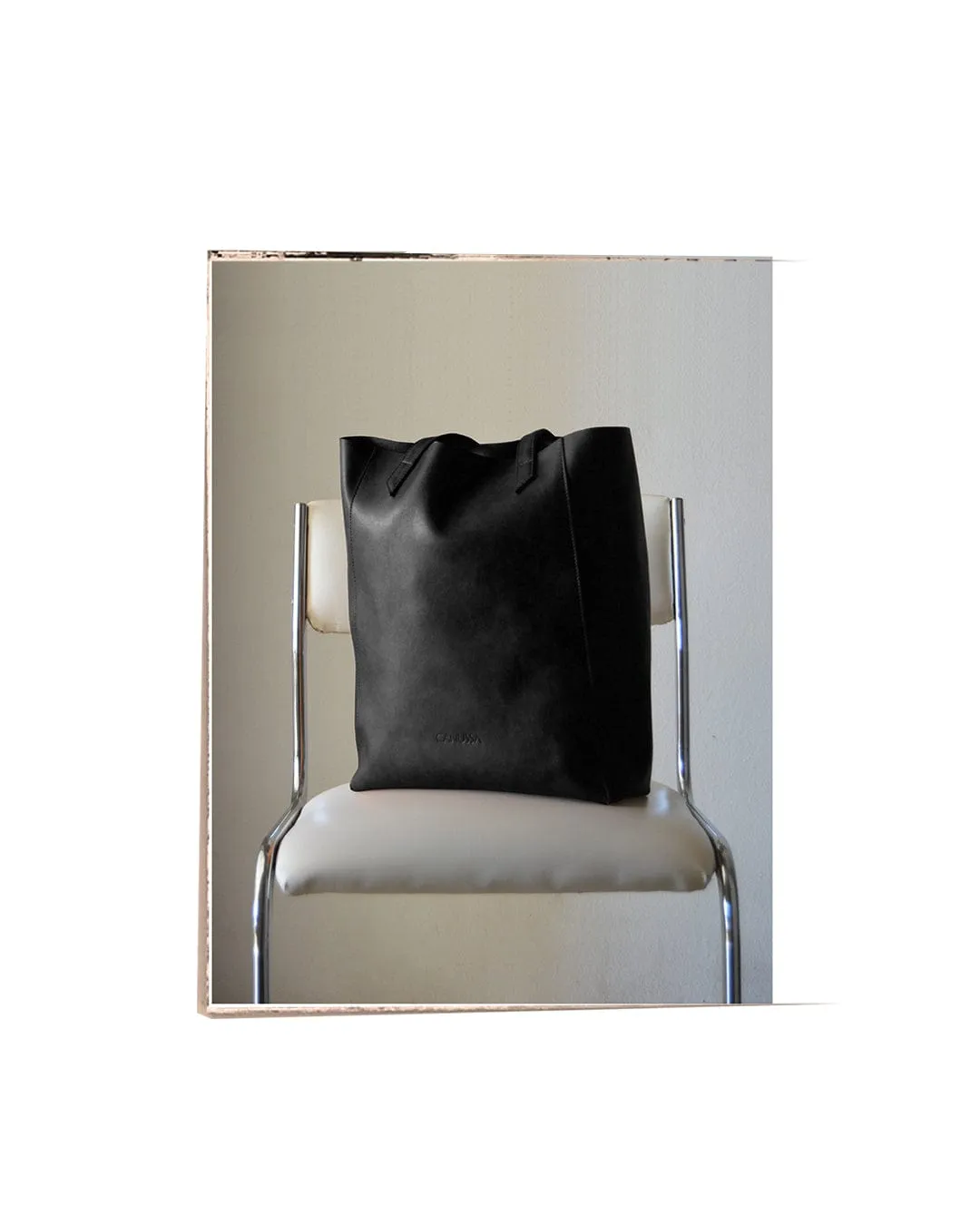 Basic Vegan Leather Everyday Tote Bag | Black
