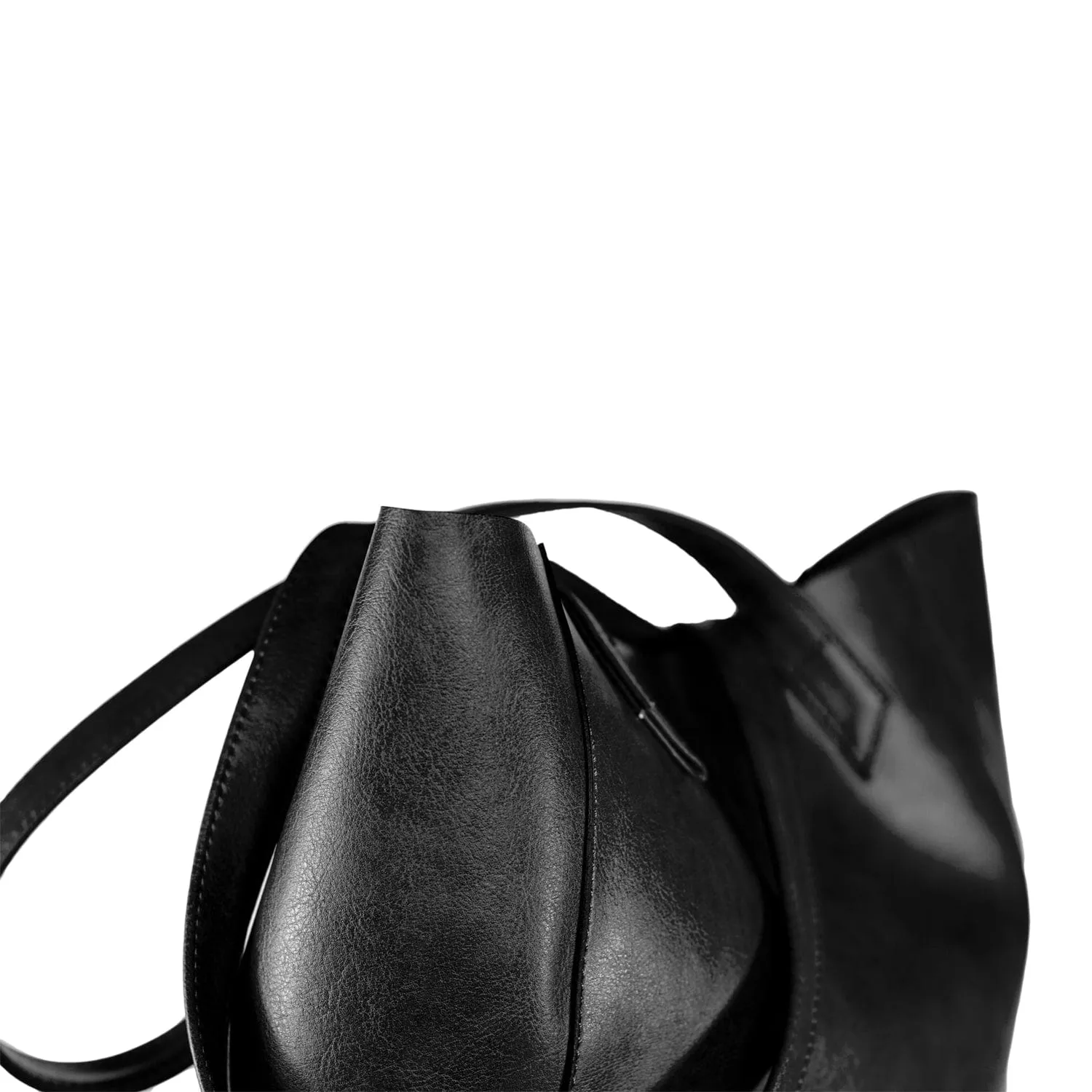 Basic Vegan Leather Everyday Tote Bag | Black