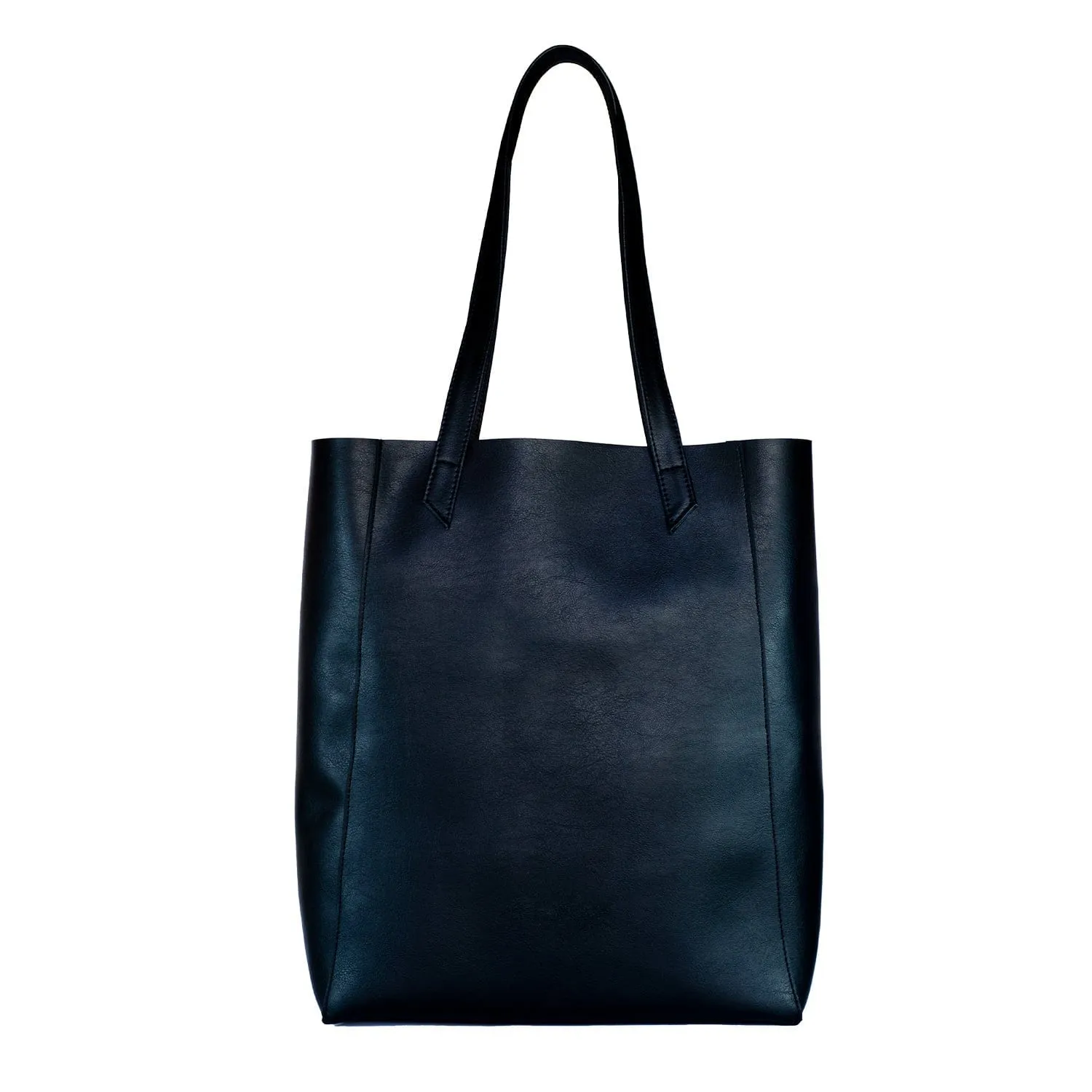 Basic Vegan Leather Everyday Tote Bag | Black