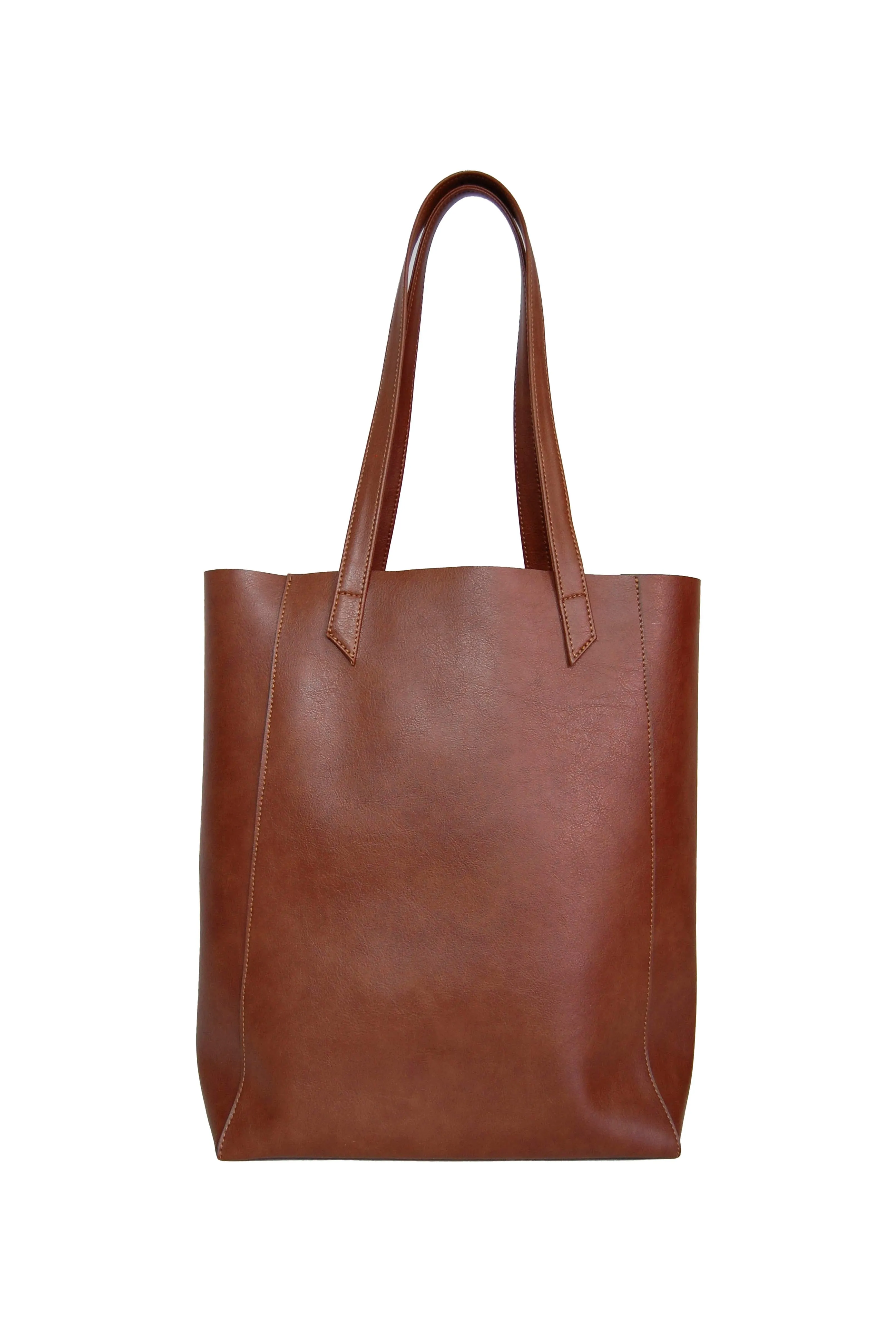 Basic Vegan Leather Everyday Tote Bag | Hazelnut