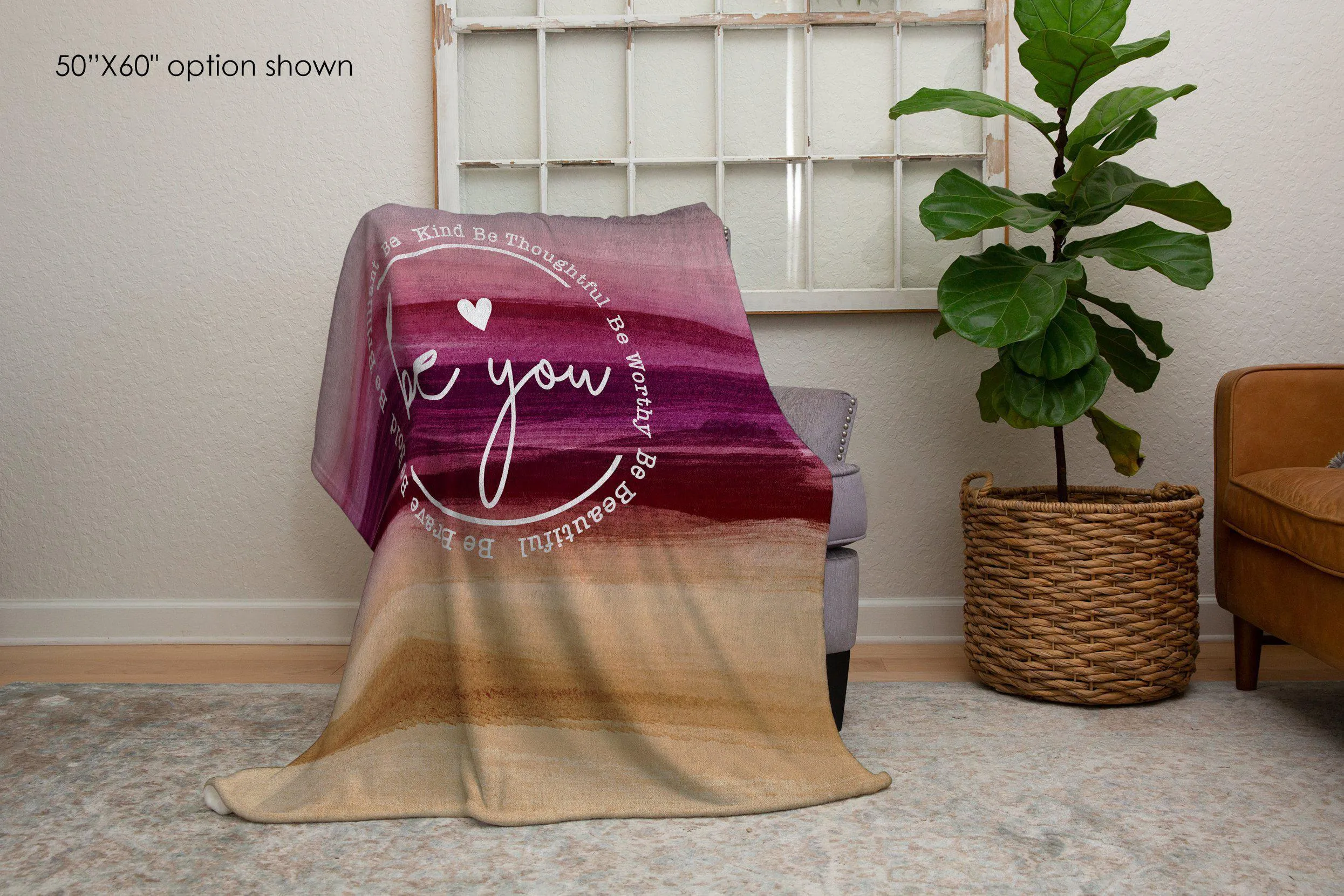Be You Watercolor Ombre Inspirational Blanket