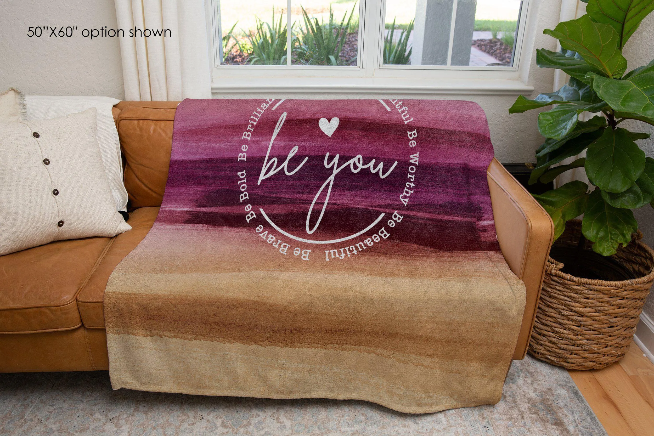 Be You Watercolor Ombre Inspirational Blanket