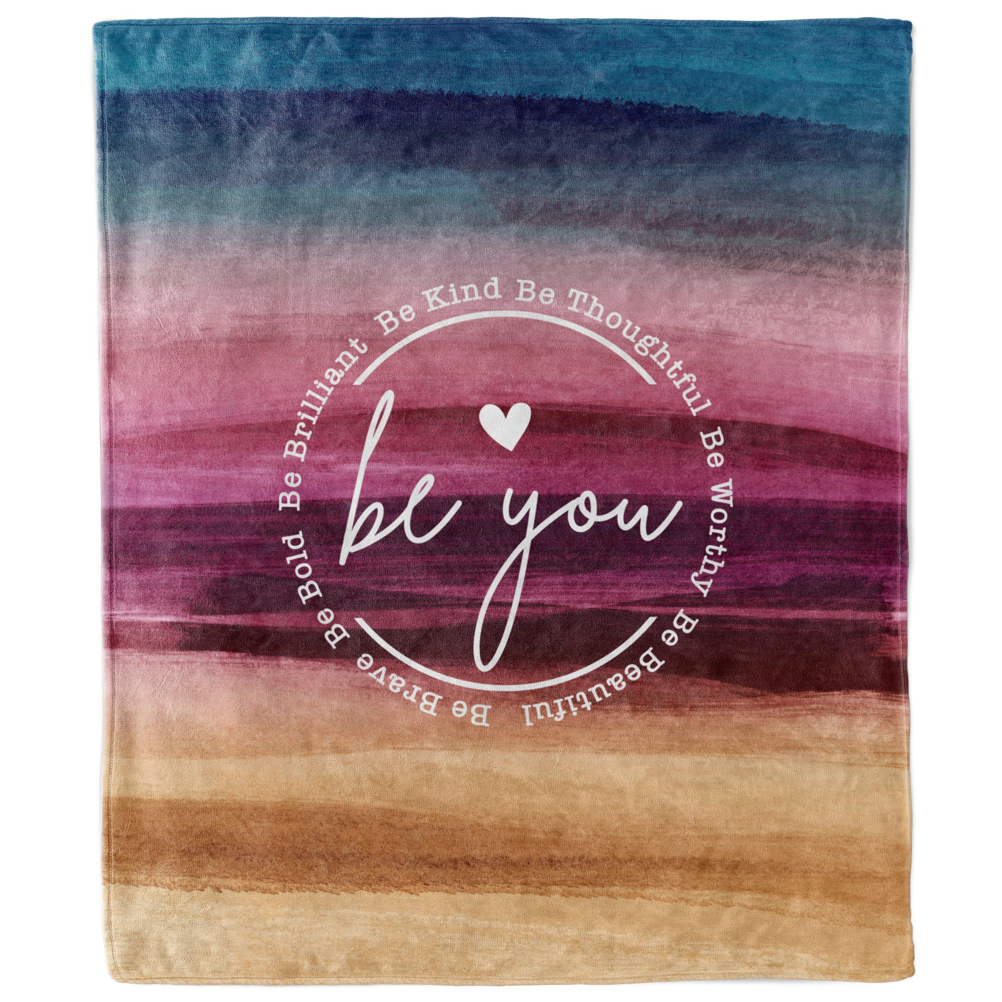 Be You Watercolor Ombre Inspirational Blanket