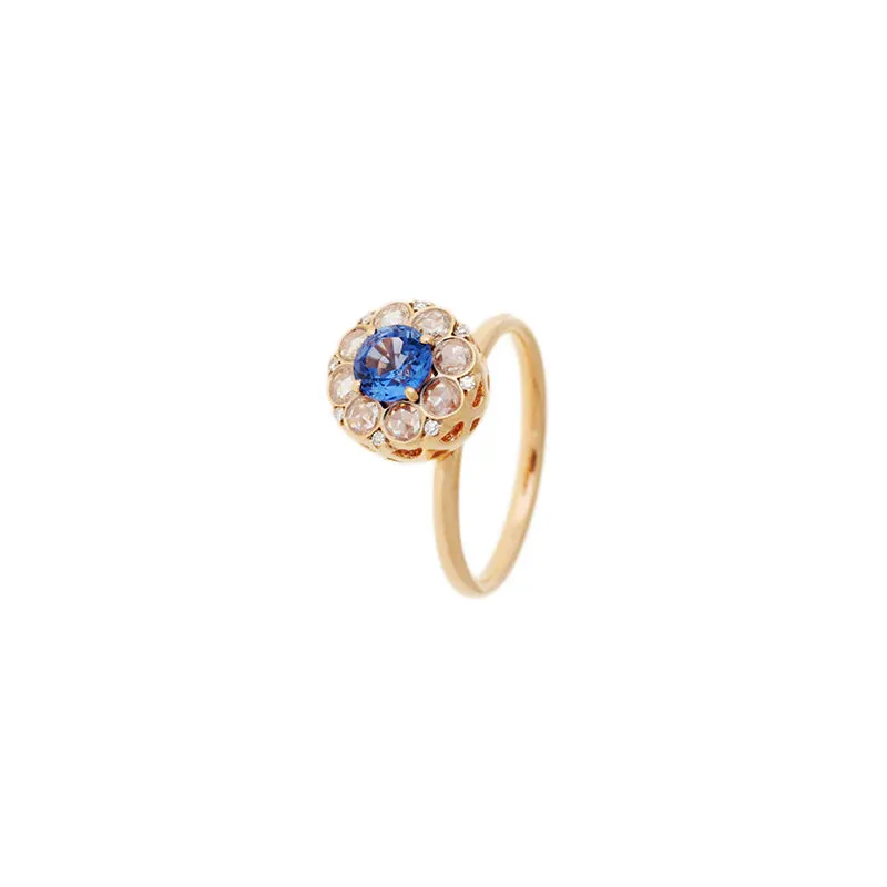 Beirut Rosace Ring Blue Sapphire - Diamonds