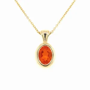 Bezel Set Mexican Fire Opal Pendant