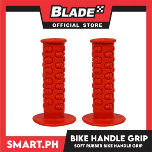 Bicycle Nice Handle Grip (Red Color, Skull Design) Comfortable Handlebar Rubber, Non-Slip