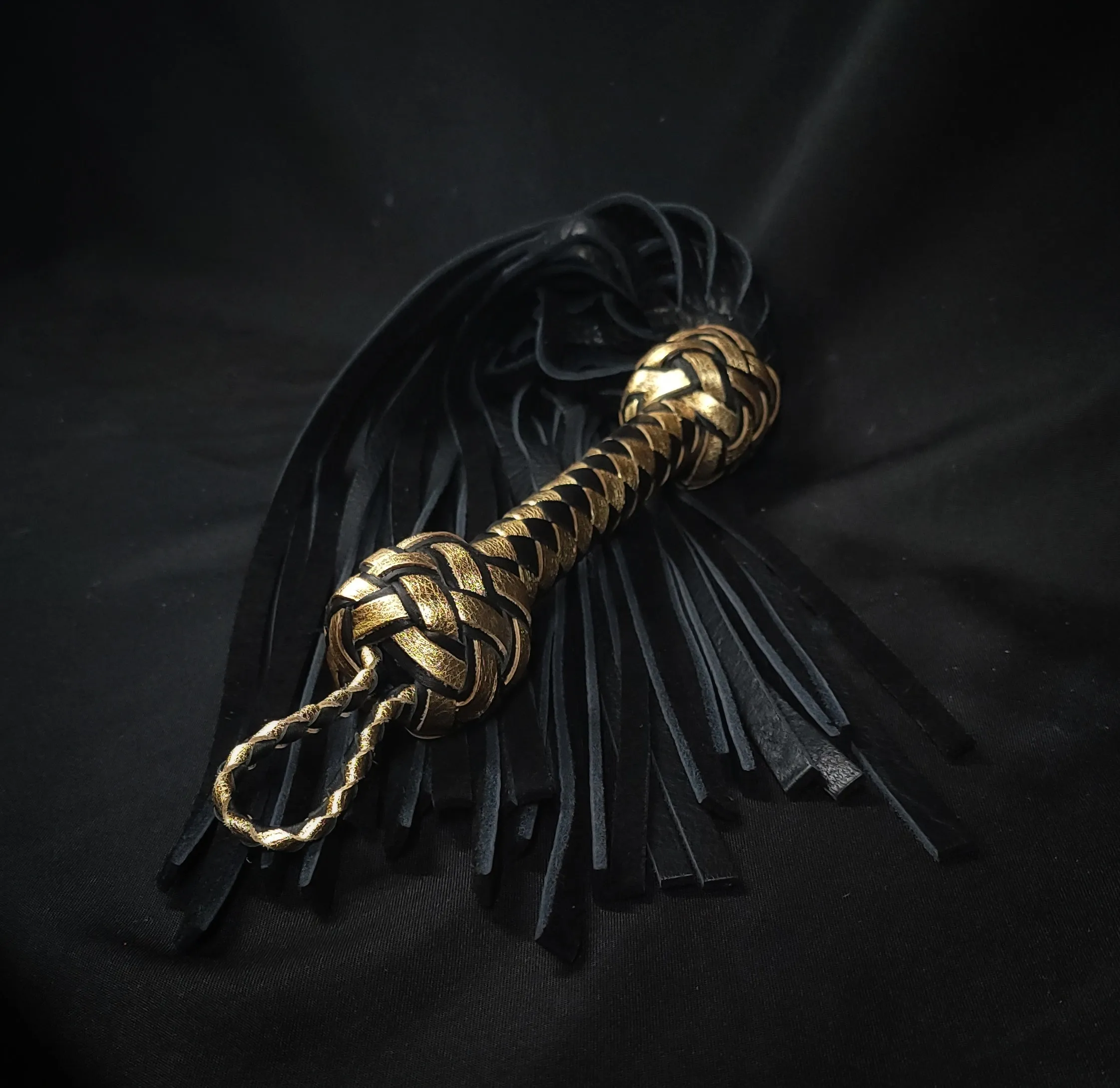 Black and Gold Bison Flogger Size  X Large- In Stock