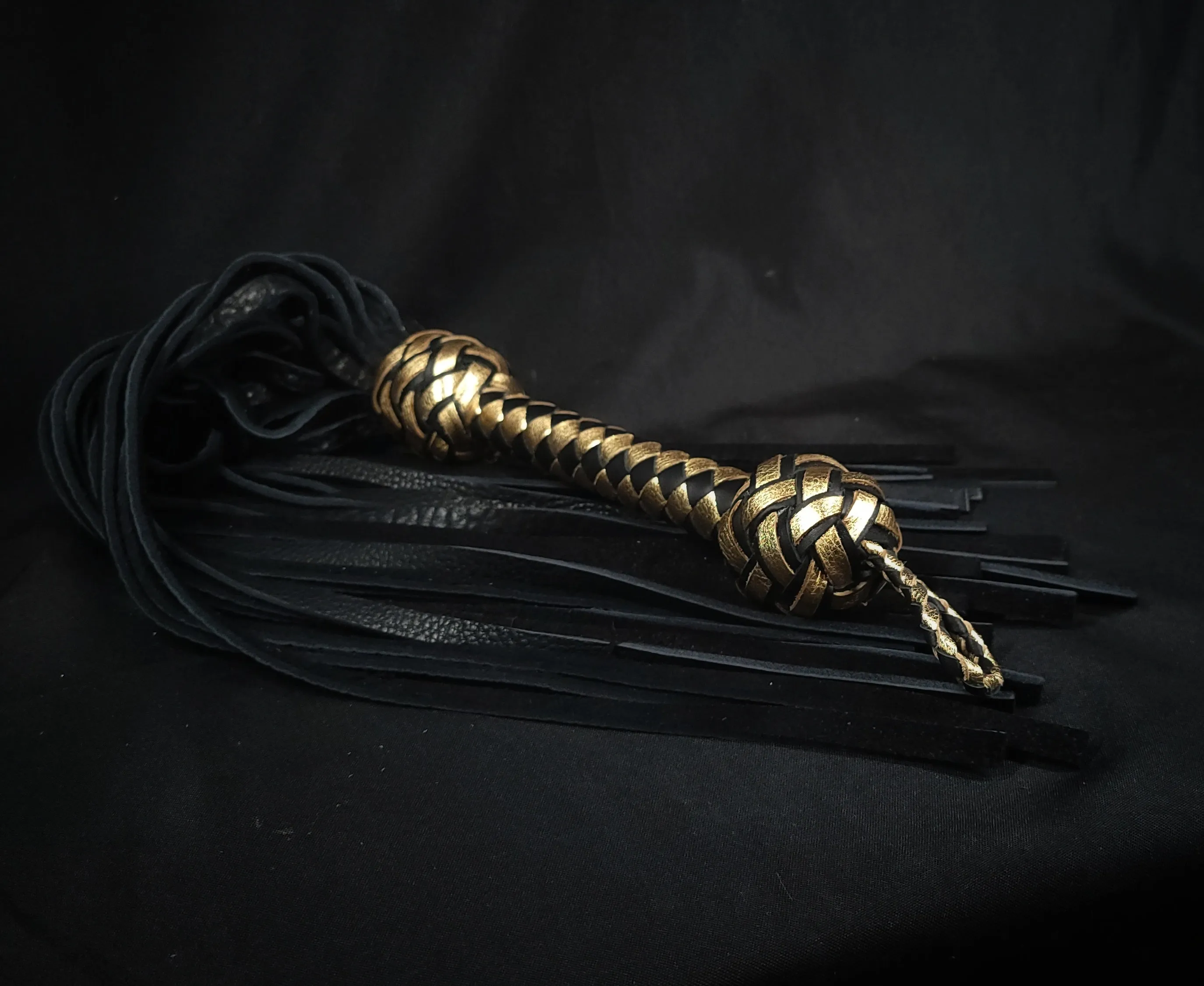 Black and Gold Bison Flogger Size  X Large- In Stock
