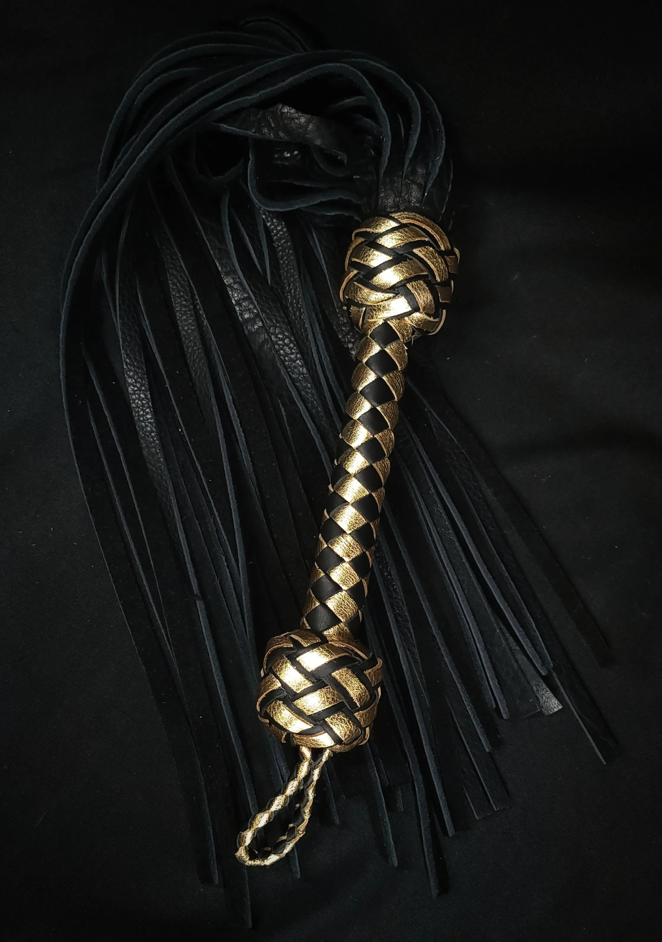 Black and Gold Bison Flogger Size  X Large- In Stock