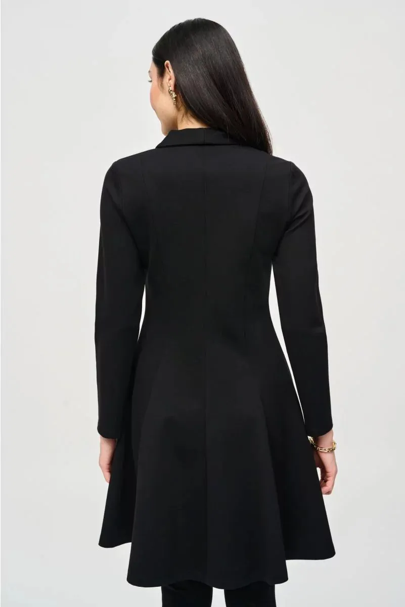 Black Heavy Knit Long Flared Coat Style 243330
