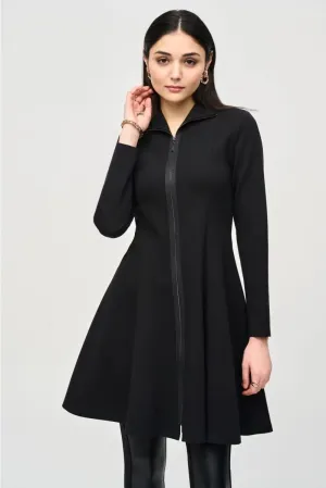 Black Heavy Knit Long Flared Coat Style 243330