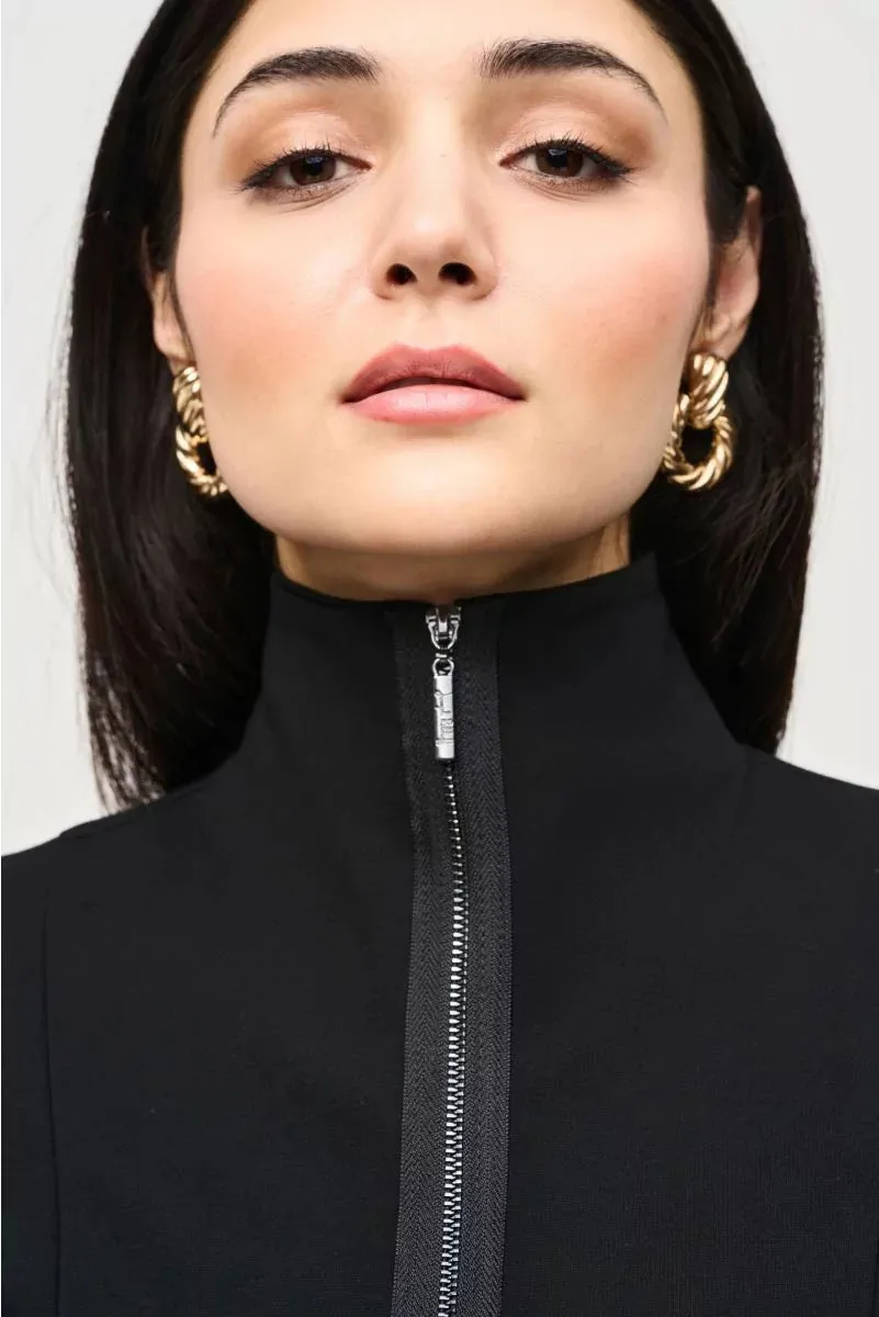 Black Heavy Knit Long Flared Coat Style 243330