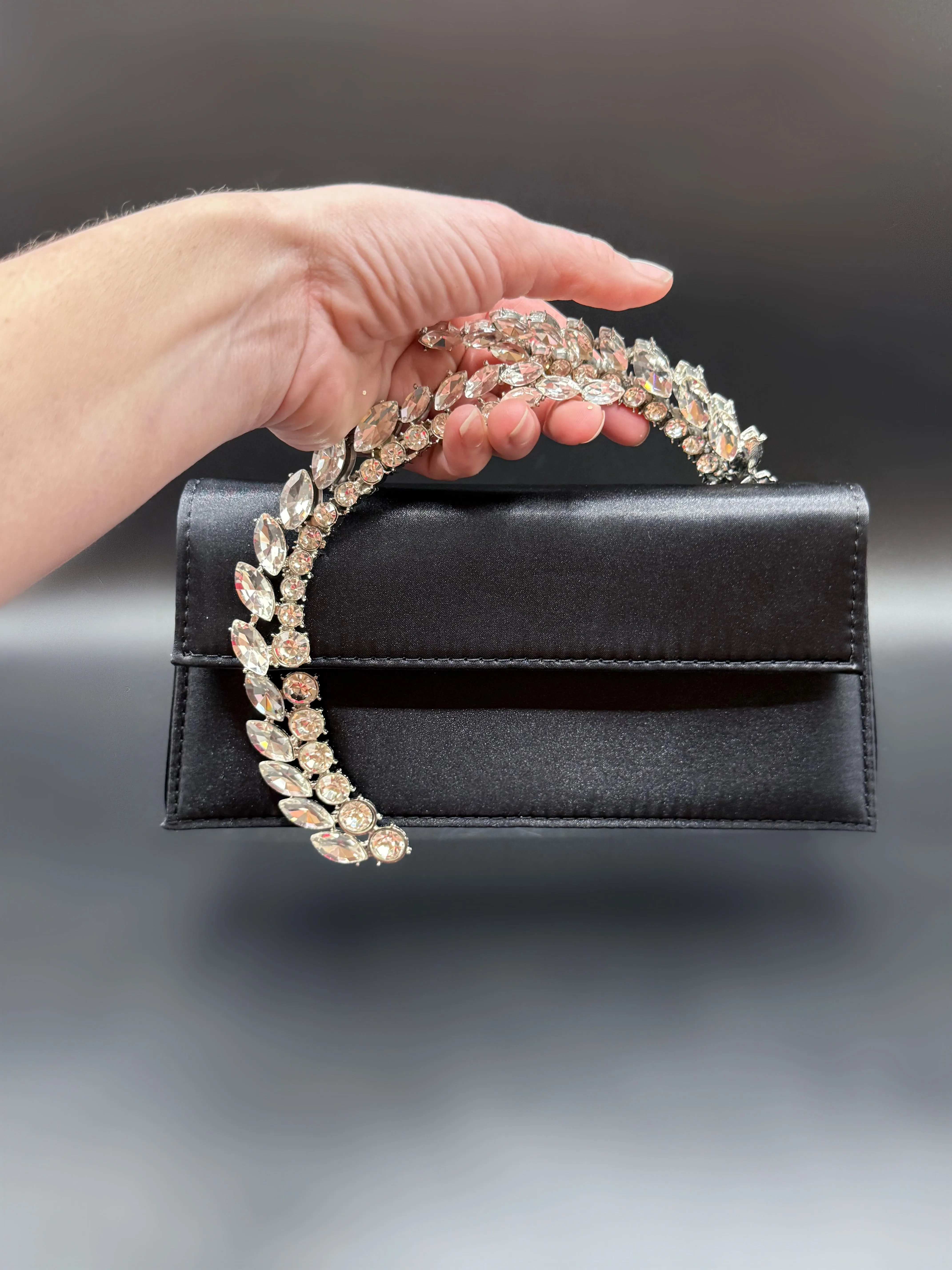 Black Rhinestone Top Handle