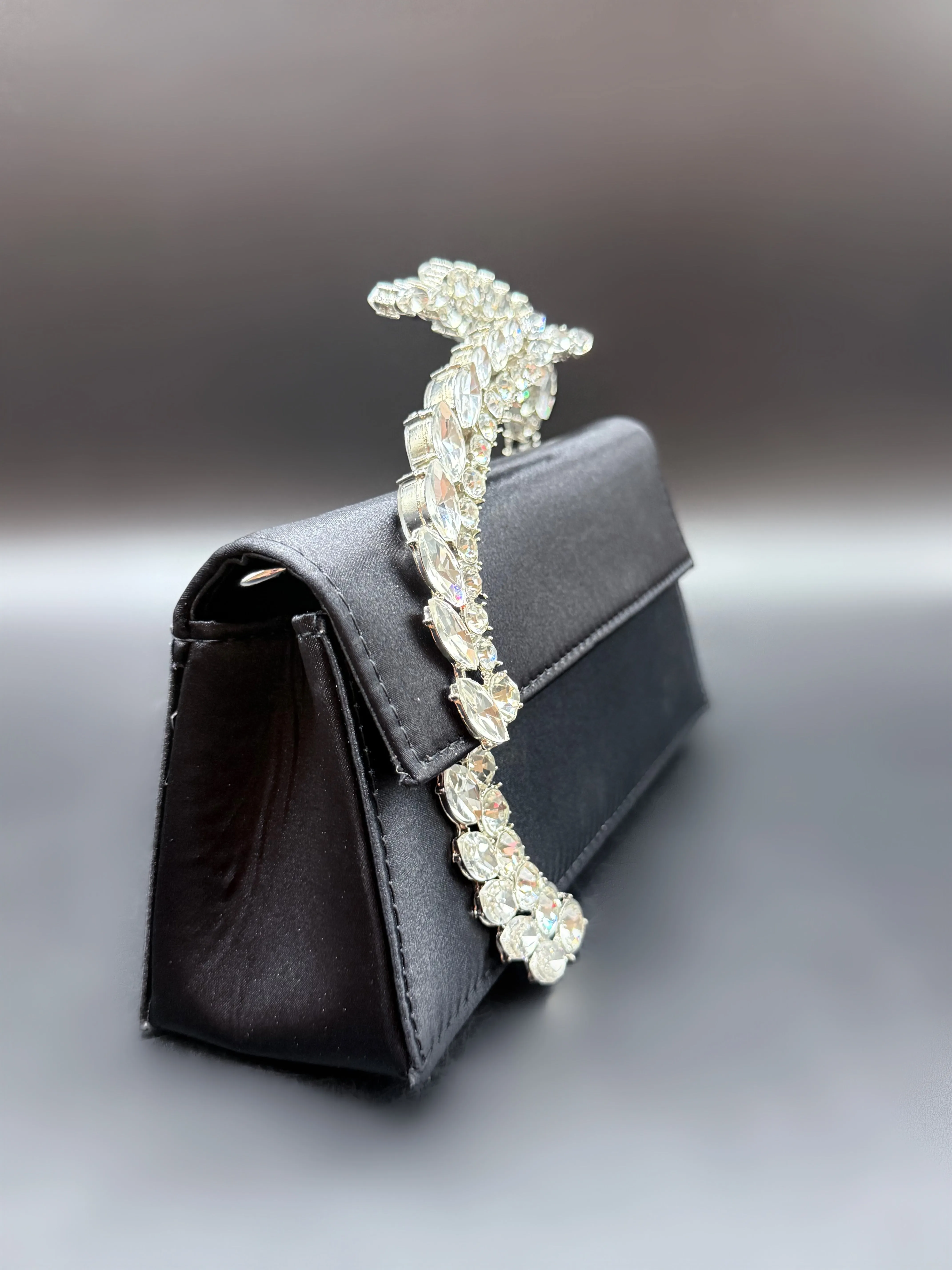 Black Rhinestone Top Handle