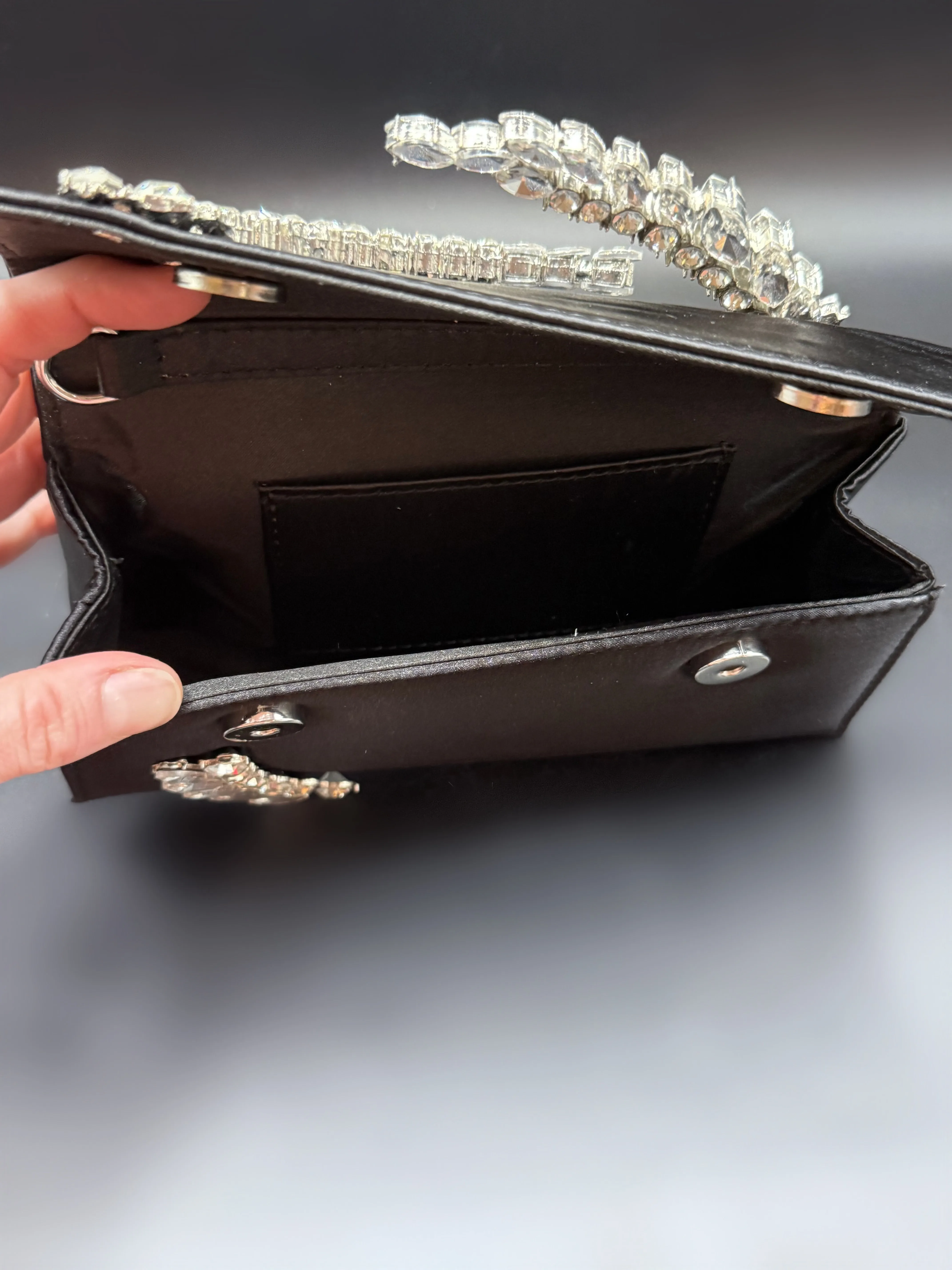 Black Rhinestone Top Handle