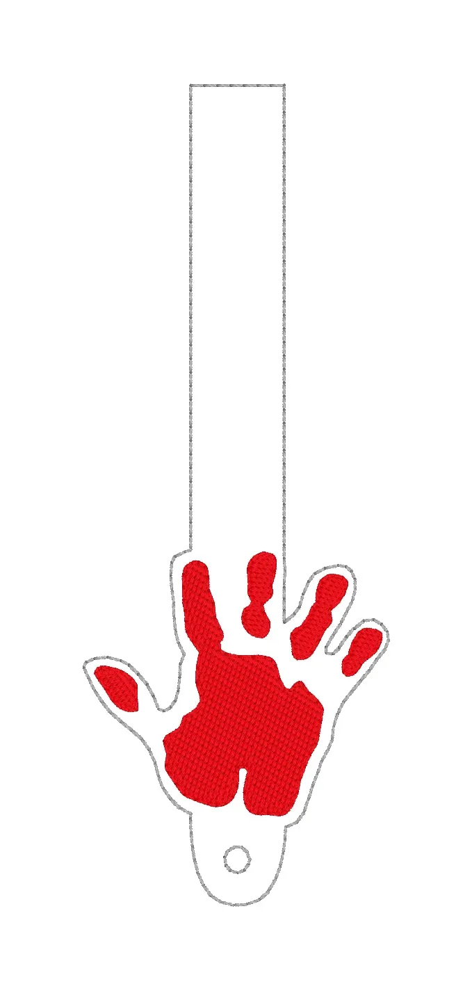 Bloody hand Wallet Tab (2 sizes included) TAB ONLY-- machine embroidery design DIGITAL DOWNLOAD