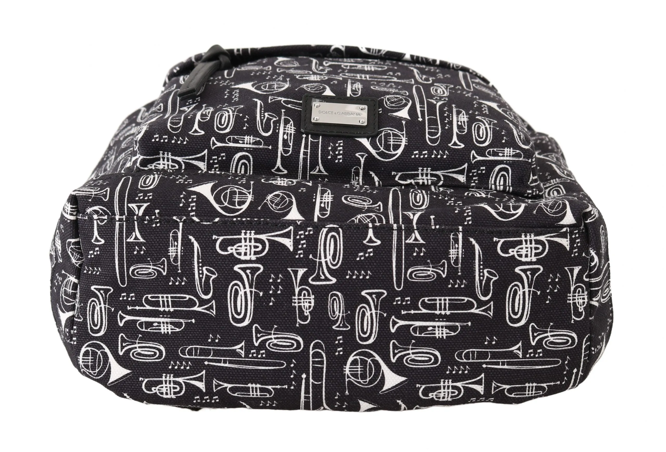 Blue Canvas Instrument Motive Print Mens Bag