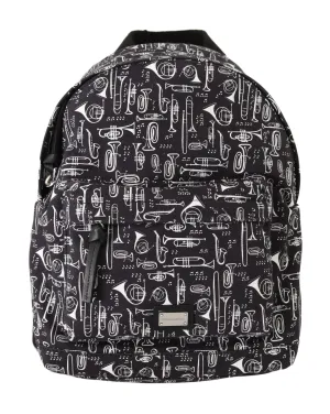 Blue Canvas Instrument Motive Print Mens Bag