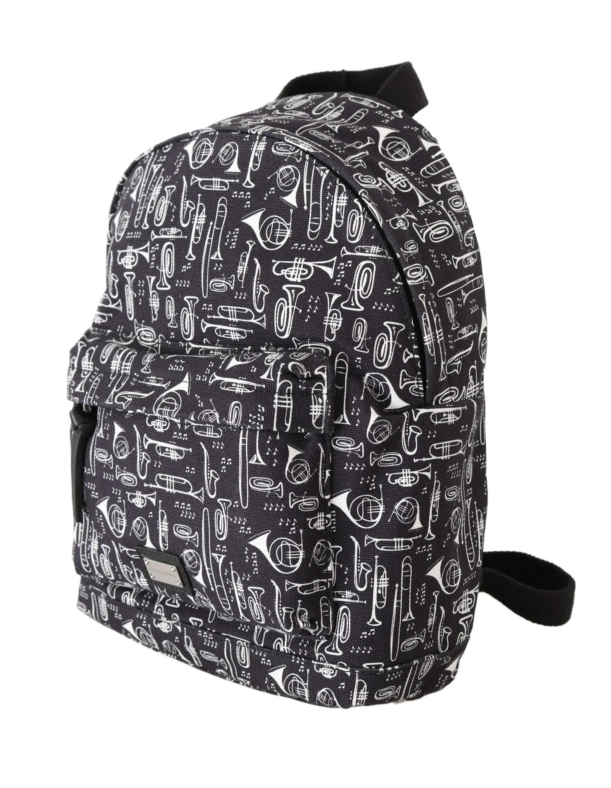 Blue Canvas Instrument Motive Print Mens Bag