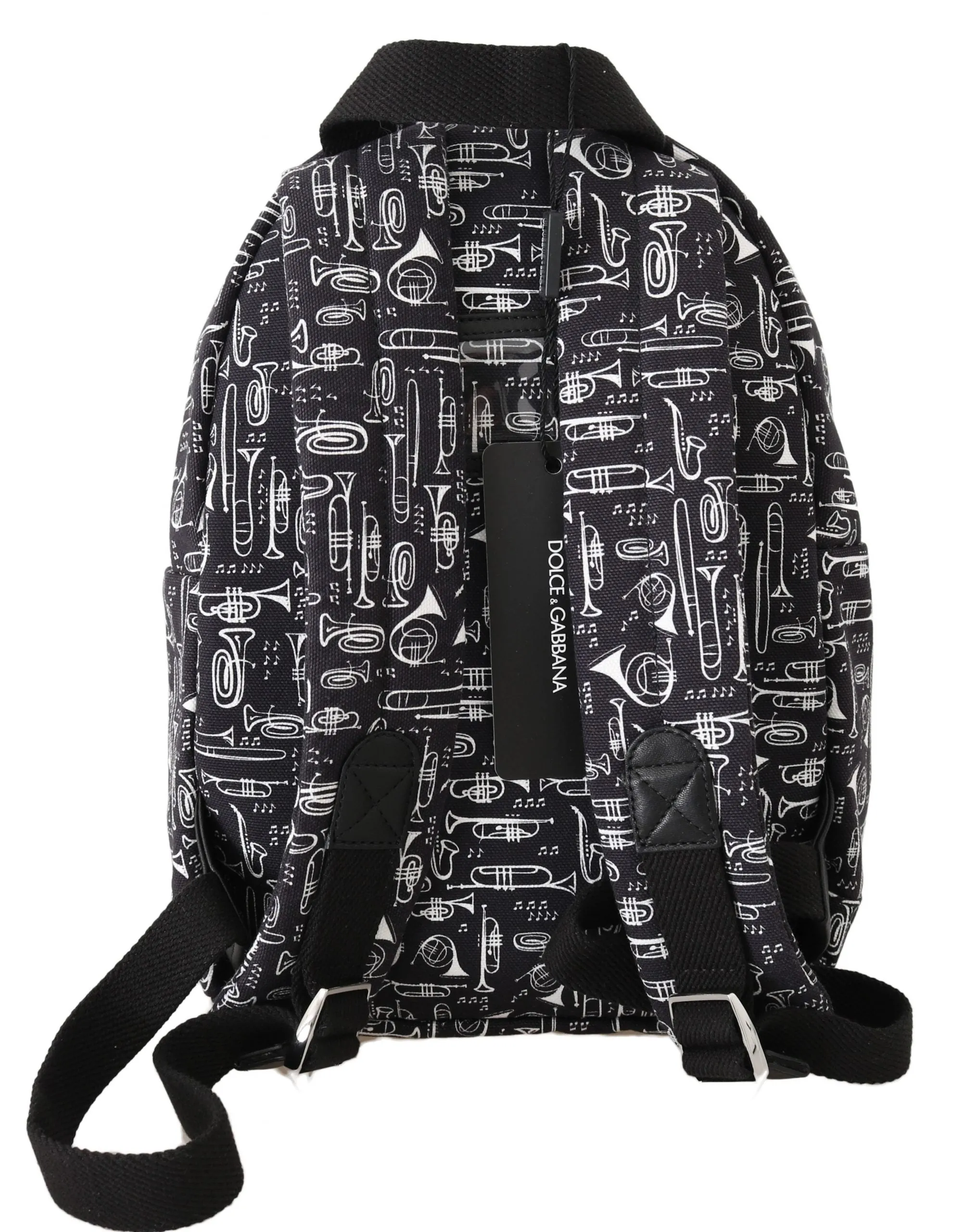 Blue Canvas Instrument Motive Print Mens Bag