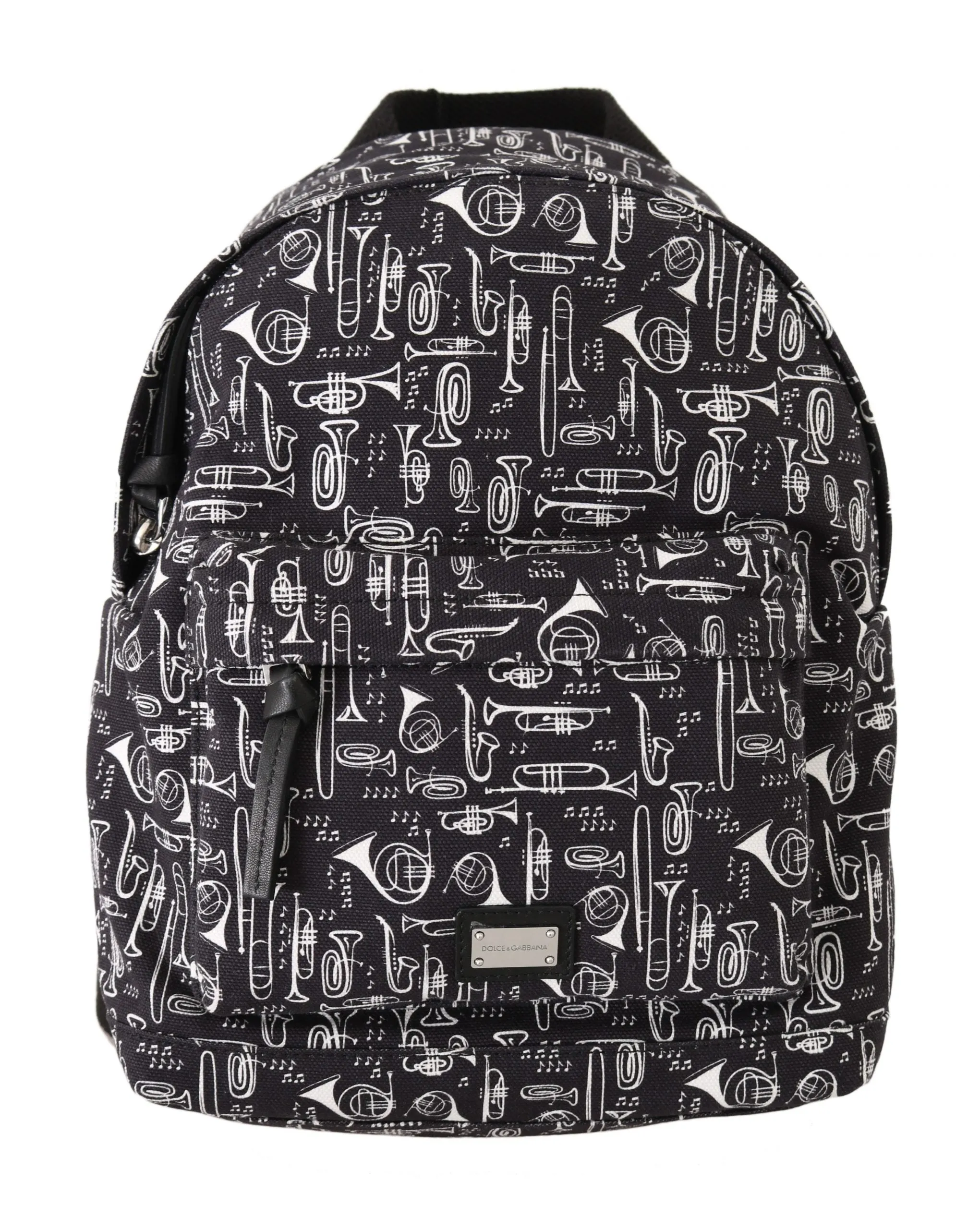 Blue Canvas Instrument Motive Print Mens Bag