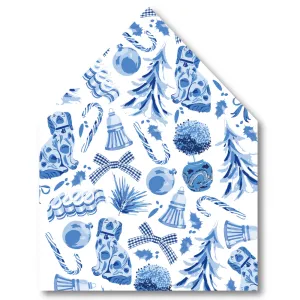 Blue Christmas Toile Envelope Liner