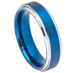Blue I Brushed Center High Polish Stepped/Beveled Edge- 6mm