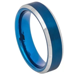 Blue IP Brushed Center High Polish Beveled Edge- 6mm
