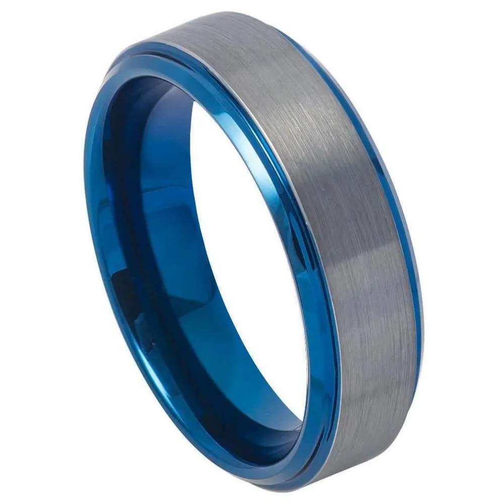 Blue IP Plated Beveled Edge & Gun Metal Brushed Finish - 6mm