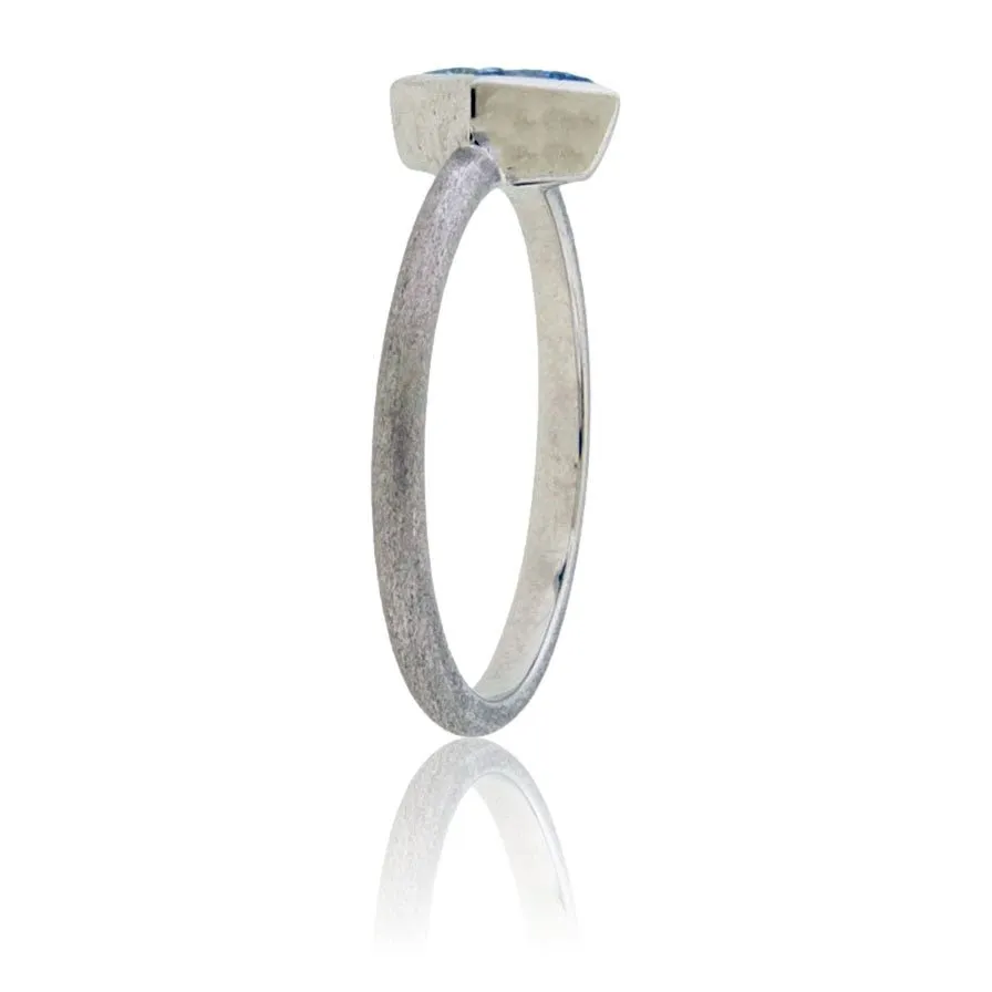 Blue Lab Grown Diamond Solitaire Bezel Ring