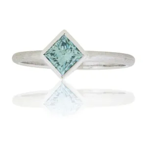 Blue Lab Grown Diamond Solitaire Bezel Ring