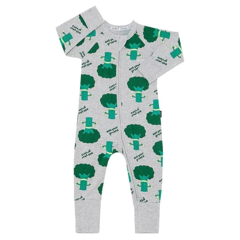 BONDS Zip Wondersuit - Eat Your Greens Grey Marle