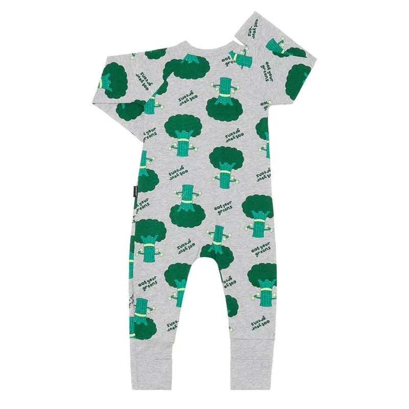 BONDS Zip Wondersuit - Eat Your Greens Grey Marle