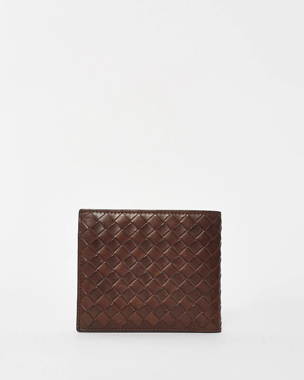 Bottega Veneta Brown Intrecciato Leather Bi Fold Wallet